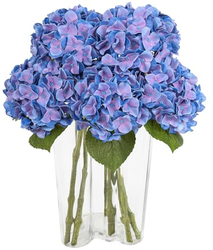 LEUCHTAMOR 4 unidades de hortensias artificiales ramo de hortensias azules artificiales para bodas, fiestas, oficina, decoración del hogar