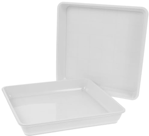 FOMIYES Sottovaso Quadrato in Plastica Resistente 2 Pezzi per Piante, Vassoio per Vasi Fondo Antiscivolo, Base per Fioriere da Interno ed Esterno, Protezione Superficie e Drenaggio Acqua