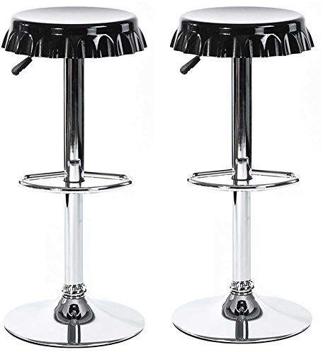 BAKAJI Set 2 Sgabelli Bar E Cucina Alti Forma Tappo Di Bottiglia Girevoli Poggiapiedi Cromo/Rosso Casa Cucina Soggiorno Sala Da Pranzo Home Design Sgabello (Nero)