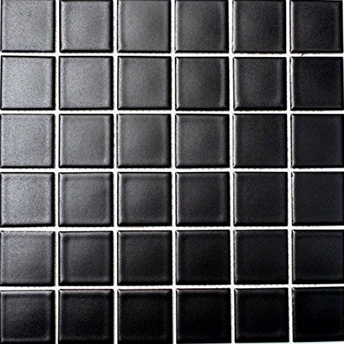 Mosaik Quadrat uni schwarz matt Keramikfliese Mosaikstein Format 48x48x6 mm Mattengröße 298x298 mm 10 Matten