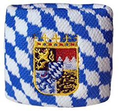 Flaggenfritze Schweiß- und Stirnbänder Deutschland Bayern mit Wappen, für Erwachsene und Jugendliche, Sport/Fitness/Yoga, modisches Fan-Accessoire
