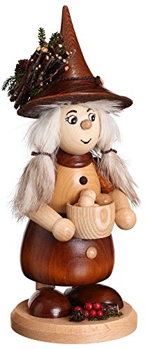 DWU Original Erzgebirgischer Räuchermann® Wichtelfrau mit Kochtopf Natur - inkl. Original Crottendorfer Räucherkerzen #877
