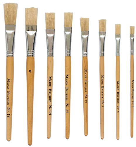 Betzold Borstenpinsel-Set, kurzer Stiel, eine Größe | 10 Malpinsel, Naturhaar-Pinsel