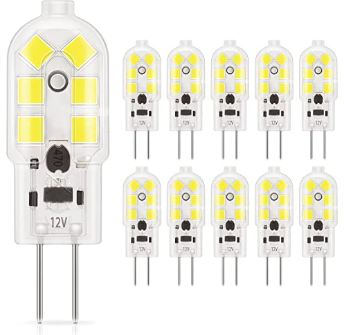 DiCUNO G4 LED Lampen, kaltweiß 6000K, 1.5W ersetzt 15-20W Halogen, 160lm, 360° Abstrahlwinkel, 12V, G4 Stiftsockel, Flimmerfrei, nicht dimmbar, 10er-Pack