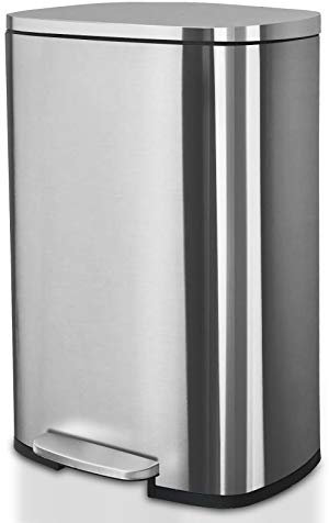 casa pura Pattumiera argento 50 litri – Pattumiera in acciaio inox – Sistema di raccolta differenziata per cucina – (Dustin)