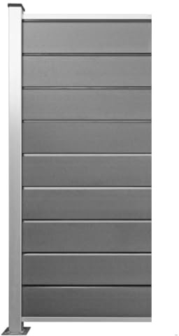 HORI WPC Sichtschutz-Zaun Design Komplettset Stecksystem Robuster Windschutz Modernes Lamellenzaun; Ideal für Garten & Terrasse - Anbauelement Schmal - zum Aufschrauben - Grau