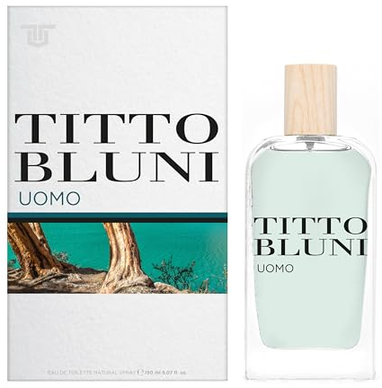 TITTO BLUNI - Uomo 150 ml, Colonia Hombre, Perfume Formato Spray, Eau de Toilette Natural y Masculina, Aroma Frutal Amaderado, Fragancia Fresca, Elegante y de Larga Duración