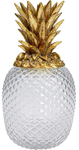 Kare Design Deko Dose Pineapple, Gold, 31cm (H), Dekorative Dose mit Deckel, Ananas-Form, Accessoire, Aufbewahrungsdose, Deko Objekt, Glas