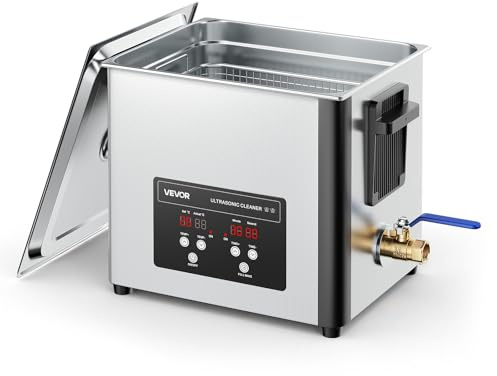 VEVOR Nettoyeur à Ultrasons 10 L, Appareil de Nettoyage par Ultrasons 180 W 40 kHz, avec Panier de Nettoyage et Affichage Numérique, en Acier Inoxydable, pour Bijoux Lunettes Montres Pièces de Monnaie