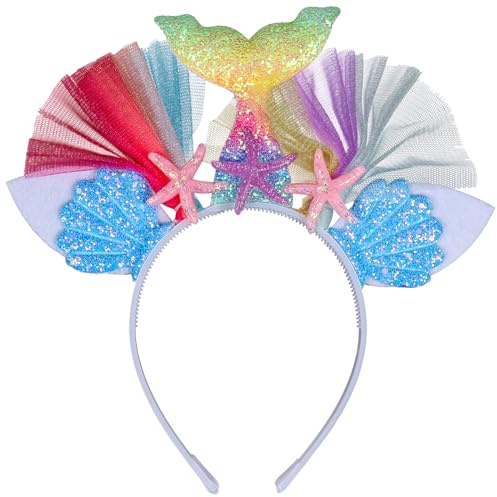 SOIMISS Meerjungfrau Prinzessin Stirnband Pailletten Regenbogen Fisch Haar Reifen Frühlingshaarschließe Haarband Kopfbedeckung Kostüm Haar Zubehör für Kopfschmuck Ornament