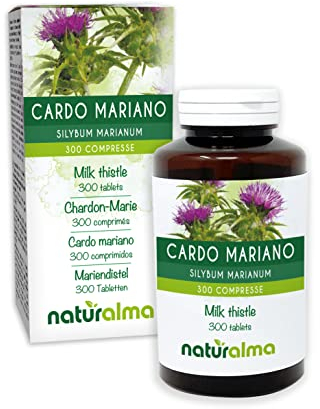 Mariatistel (Silybum marianum) ört och frukter Naturalma - 150 g - 300 tabletter - Kosttillskott - Naturligt och Veganskt