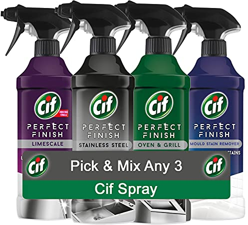 CIF Cleaning Bundle of Stainless Steel, Anti LimeScale, Oven & Grill or Anti Mould Spray, 435ml Pick Any 3