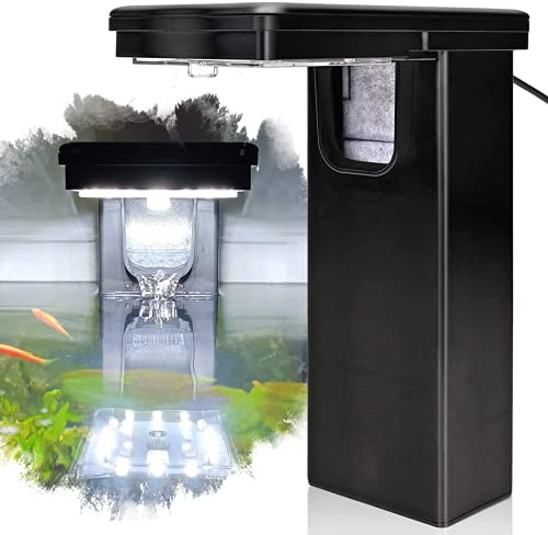 Tigerlily Enterprises 2-in-1 Internal Aquarium Filter with LED Light – 10W, 255L/H Flow Rate – Touch & Remote Control – Suitable for Freshwater & Tropical Fish Tanks up to 60 litres