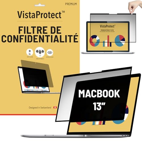 VistaProtect Premium Blickschutzfilter & Anti-Blaulicht-Filter. Magnetisch Displayschutzfolie für Apple MacBook Air (2021+) & MacBook Pro 13 (2020+)