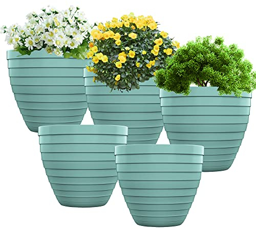 ActivoTex Lot de 5 petits pots décoratifs pour cactus 13 cm (5 unités) - Pot de fleurs d'intérieur au design moderne pour jardinage, extérieur, terrasse