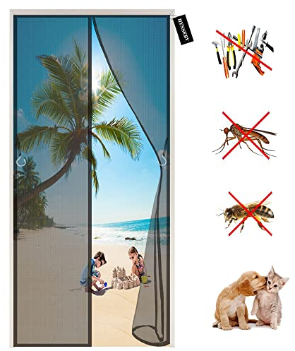 Zanzariera Magnetica, Anti Zanzare Calamite Tenda 70 x 240 cm Anti Zanzare Magnetico Mantiene Stanza Traspirante, Impedendo Agli Insetti Di Entrare per Porte da Balcone Cantine - Nero A