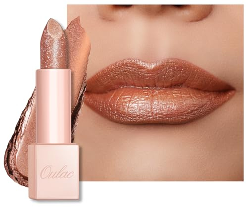 OULAC Feuchtigkeits Glanz Lippenstift Bronze, Schimmernder Lippenstift mit Glänzender Oberfläche, Cremige Textur, Lippenpflege Lippenstifte für Feuchtigkeitsspendende Lippen, Vegan 06 Precious Moment