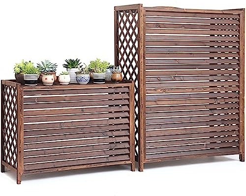 FJAUOQ Abdeckung für Klimaanlage Außen Klimaanlage Abdeckung Verkleidung aus Massivholz Holz Draußen Blumenständer Klimaanlagenzaun Für Außengeräte Zaun-Klimaanlagen-Rack,85x35x75cm