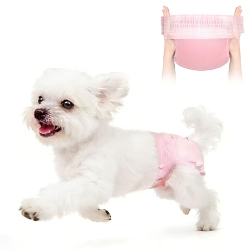 Xloey Einweg-Hundewindeln für Damen, dehnbare Hundewindeln, Katzenwindeln für weibliche Katzen, kleine, auslaufsichere Klimmzüge, Hündinnen, Inkontinenz, Training, 10 Stück S Rosa