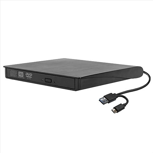 Nuwo Grabadora Slim DVD CD Externo USB 3.0 y Type-C, Unidad de DVD CD Externa DVD/CD Drive DVD-R CD-RW, Reproductor Portátil para PC Desktop Notebook Windows/Linux/Mac (8x DVD-ROM, 24x CD-ROM)