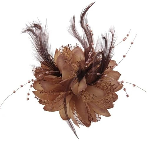 Damen Federbrosche Fascinator Hut Vintage Blume Mesh Federn Haarschmuck Elegant Feder Ansteckbrosche Hutfeder Blume Feder Kopfschmuck Fascinators Kostüme Kopfbedeckung für Hochzeit Party Festival