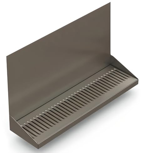 Stainless Steel 24 x 14 Wall Mount Drip Tray with Center Drain and Louvered Screen