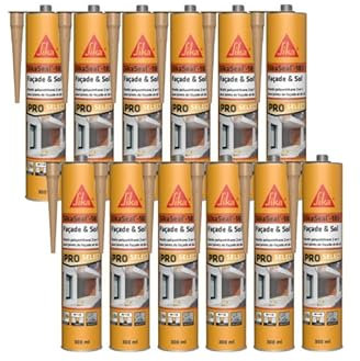 Lot de 12 mastics polyuréthane 2 en 1 SIKA Sikaseal-183 Façade & Sol - Ton pierre - 300ml