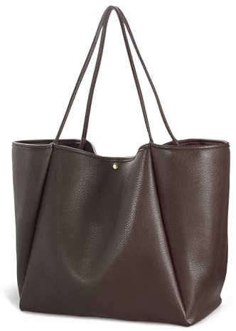 Oversize Pu Leather Tote Women Weekender Bag Shopper Handbag Travel Purse (Coffee)