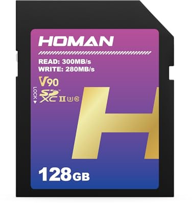 Homan Scheda SD UHS-II (V90) da 128 GB adatta per qualsiasi temperatura ambientale da -10 gradi a 70 gradi Celsius con 5 anni di garanzia e recupero