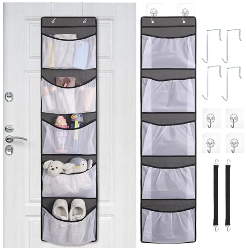2 Stück Hängeorganizer Tür, Große Kapazität Hängeaufbewahrung mit 5 Netztasche, Faltbar Hängeregal Robust Wand Tür Organizer, Multifunktional Hänge Organizer Türorganizer für Spielzeug Kleidung Schuhe