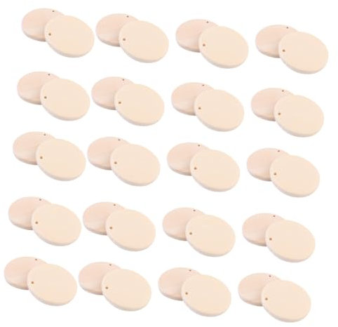 NUOBESTY Hölzerne Ohrringe 50 Stück 35 Mm Rundes Holzstück Ohrring Herstellungsset Dekorative Etiketten Hölzerne Schmuckanhänger Hausarbeitsbrett Tags DIY Schlüsselanhänger Für Mädchen