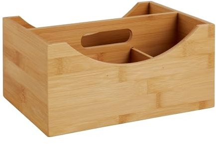 SPRINTIS Schreibtisch Organizer Holz, Stiftehalter aus Bambus mitTragegriff und 4 Fächern, eignet sich als Stiftebox für denBürotisch
