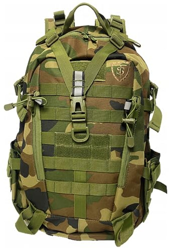 Mochila Militar Molle Táctica RUSH 25L Cordura 600D para portatil WOODLAND | Mochila Militar/Táctica/Molle/Acampada/Senderismo/Deporte/Bug Out | Mochila de Asalto del ejército|KT-25L-WDL