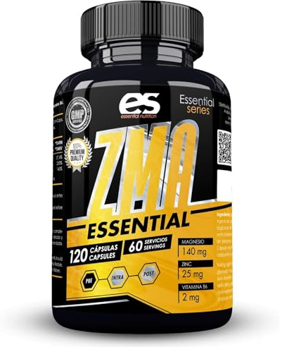 ESSENTIAL NUTRITION - ZMA | Zinc y Magnesio con B6 | Mejora el Rendimiento y la Recuperación Muscular | Apoya el Sueño y la Salud Hormonal | 120 Cápsulas