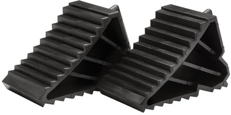 Draper Plastic Wheel Chocks Set of 2-20212 - Heavy-Duty High Grip Stoppers for Cars, Caravans, Trailers