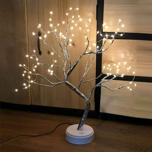 Baum Lichter, 108 LED-Baumlicht, Baum Lampe, Vorbeleuchteter Birkenbaum, USB- und Batteriebetrieben, Verbesserter Touch-Schalter, Kupferdraht-Astlichter für die Innendekoration