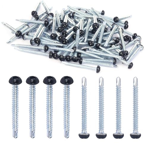 Pan Head Self Drilling Screws #8 X 1-1/2 inch Four Drive self-Tapping Drill Screws RV Black Scre-ws 200pcs