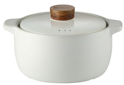 ABNNHK Olla Cazuela De Cerámica Blanca Simple Moderna Fuego Abierto Estufa De Cerámica Eléctrica Cazuela De Gas Olla para Estofado De Sopa Doméstica con Tapa Ollas para Sopa (15 * 21 Cm)