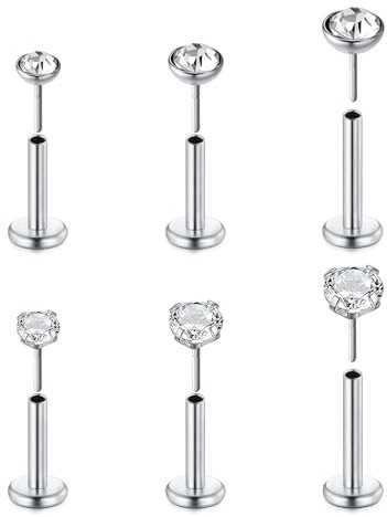 MODRSA 16G Durchsichtig Acryl Chirurgenstahl Lippenpiercing Stud Labret Piercing Tragus Helix Piercing Bioflex Lippen Retainer Conch Piercing Ohrstecker