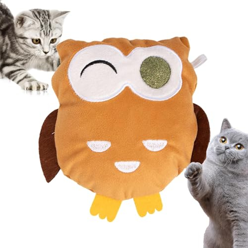 Salyeeluly Katzen-Plüsch-Beißring, Katzen-Plüsch-Beißspielzeug - Beruhigendes, mit Katzenminze gefülltes Cartoon-Design - Kreatives interaktives Spielzeug zum Zahnen von Kätzchen, sicher für Training