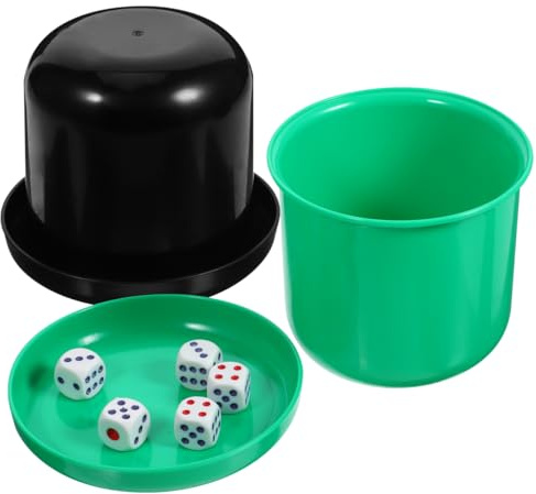 ifundom Würfelbecher Set 5-Teilig Mit 25 Würfeln Würfel-Shaker Becher Für Bar Und Zuhause Kunststoff Würfelspielset Für Erwachsene Ergonomischer Griff Ideal Für Liars Würfel Und Partyspiele