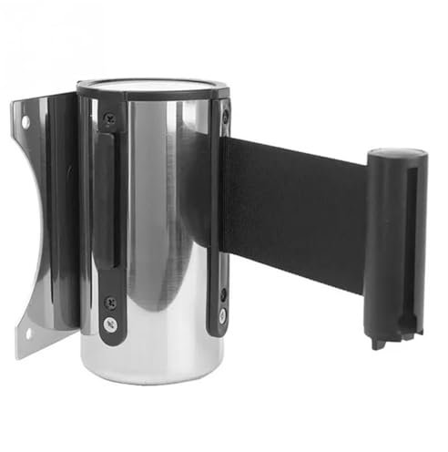 Einziehbare Gürtel Barriere 1Pcs Versenkbare Band Edelstahl Stanchion Warteschlange Barriere Wand Montieren Crowd Control Versenkbare(Black,2meters)