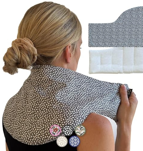 Chill&Rest - Cuscino termico microonde - cuscino riscaldante cervicale - semi di lino - cuscino riscaldabile - dolore cervicale - termoforo lombare - Grigio - La Anthracite