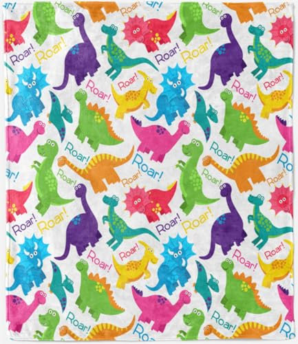 ANHOPE Cartoon Tier Dinosaurier Decke Weich Warm Leicht Flanell Wurfdecke Wohndecke Sofadecke Couchdecke Ganzjahresdecke für Sofa Couch Bett Reisen Outdoor 100 x 130 cm