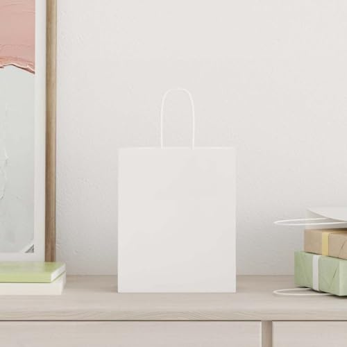 vidaXL Papiertragetaschen 250 STK., Papiertüten mit Henkeln, Papiertüten, Geschenktüten für Einkaufen Hochzeiten Verpackungen Partys Geburtstag Weihnachten, Weiß 18x8x22cm