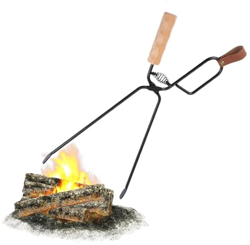 Pinzas para chimenea, pinzas de fuego, pinzas de madera de 18 pulgadas, pinzas de madera, herramienta para chimenea, fogata, hoguera