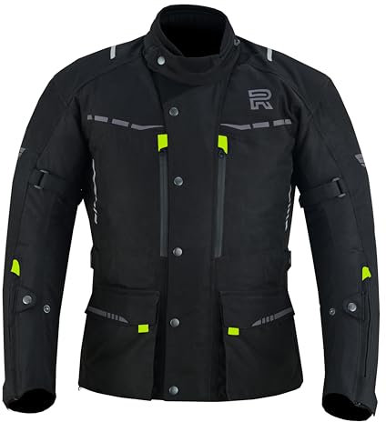 RAXUS SpeedFight Giacca Moto Uomo Inverno 3/4 Impermeabile Omologata CE, Nero/fosforescente, M