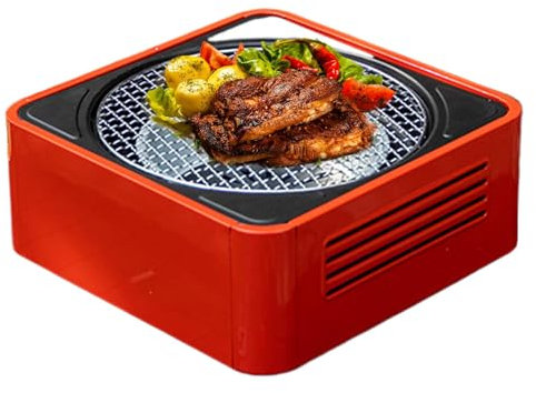 Grill fumoir de table, barbecue au charbon de bois | Grill de barbecue rond en carbone antiadhésif | Petit barbecue en carbone pour Camping en plein air, pour la maison, le jardin et l'intérieur