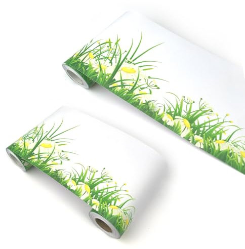 VisitRyl Bordi per Carta da Parati Adesivi Crisantemo verde YX204 12cm X 500cm Design Decorativo