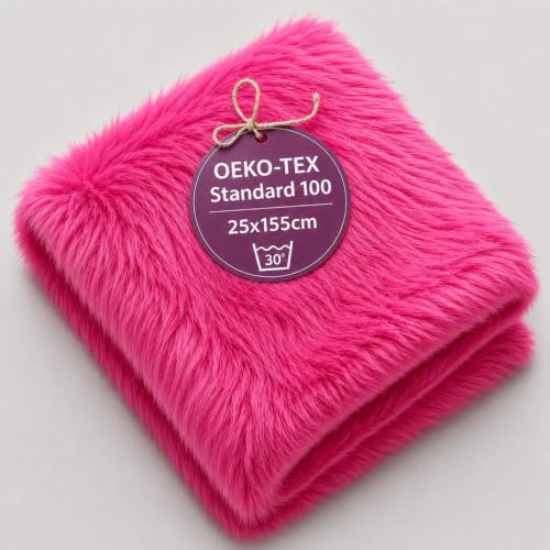 StoffBook pink kunstfell fellstoff teddyfell plüschstoff für basteln, fellborte, fellreste, fellband, diy dekorationen, kinder, nähen, kreative projekte, fell zum kleben stoff, b630